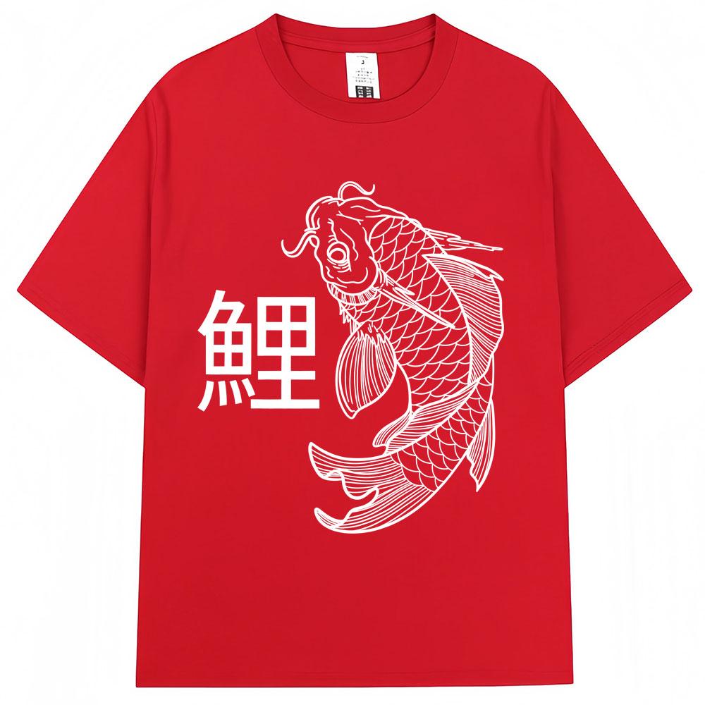 Japanese Style Koi Sign Graphic Tshirts Men Women Fashion Classic Y2k Short Sleeve Oversized Cotton Casual T Shirts Streetwear