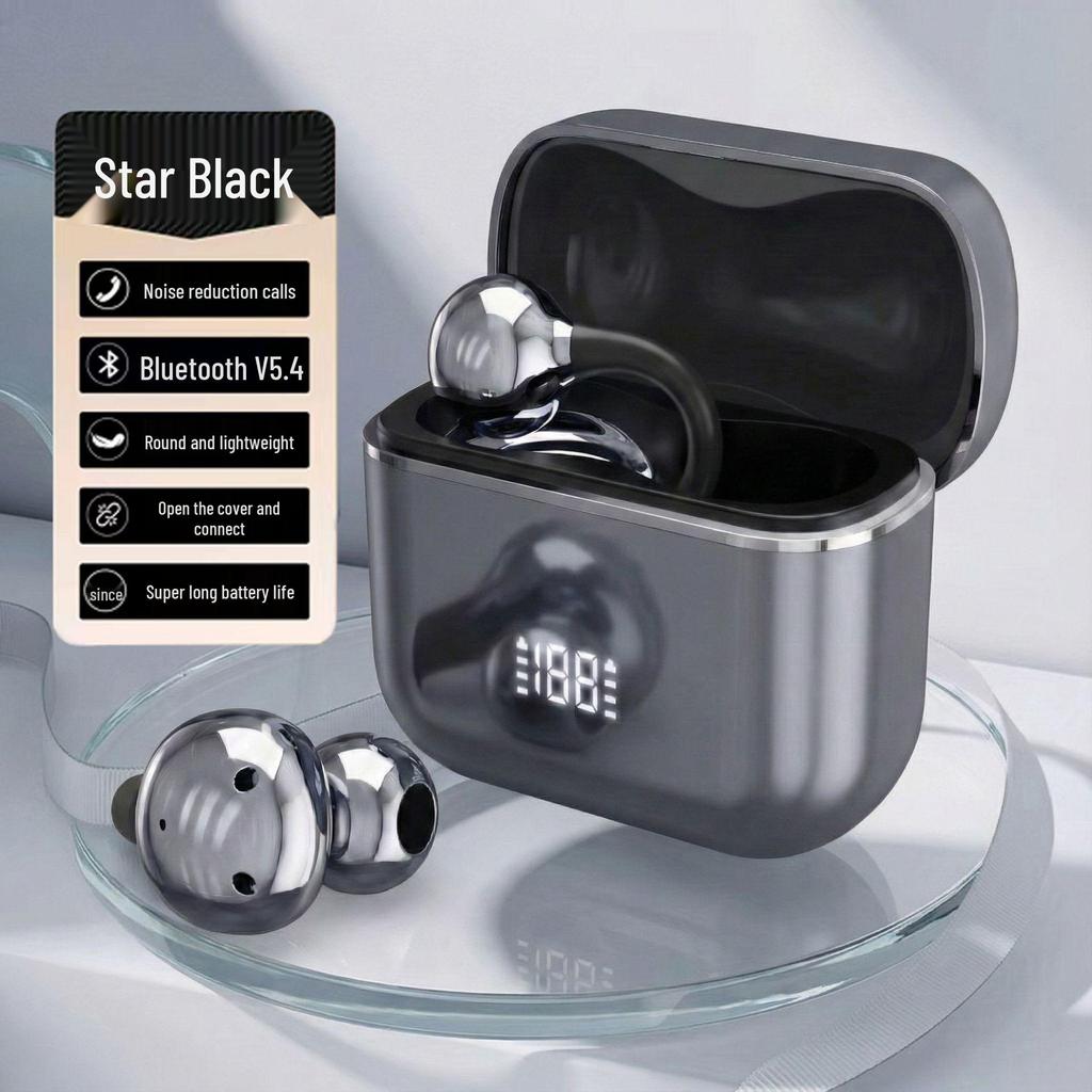 M91 Bone Conduction Open-Ear Bluetooth Headphones, Clip-On, Digital Display, Long Battery Life, Compatible with Huawei, 2025 Model.