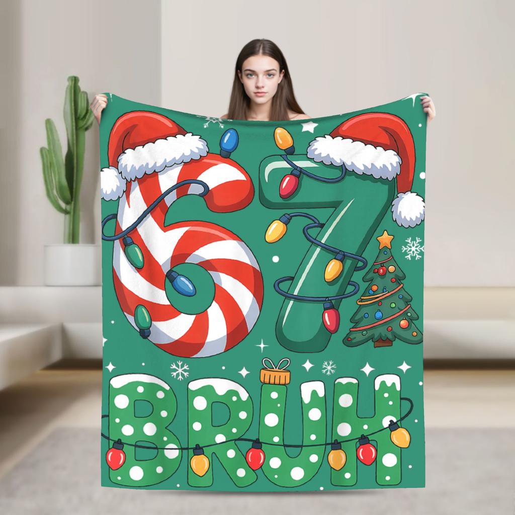 Popular 67 Brainrot Italian Meme Funny Blanket Warm Soft Flannel Throw For Sofa Office Travel Men Women Multi Sizes