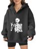 2025 new European and American Halloween women's hooded sweater front and rear pattern winter fleece loose casual