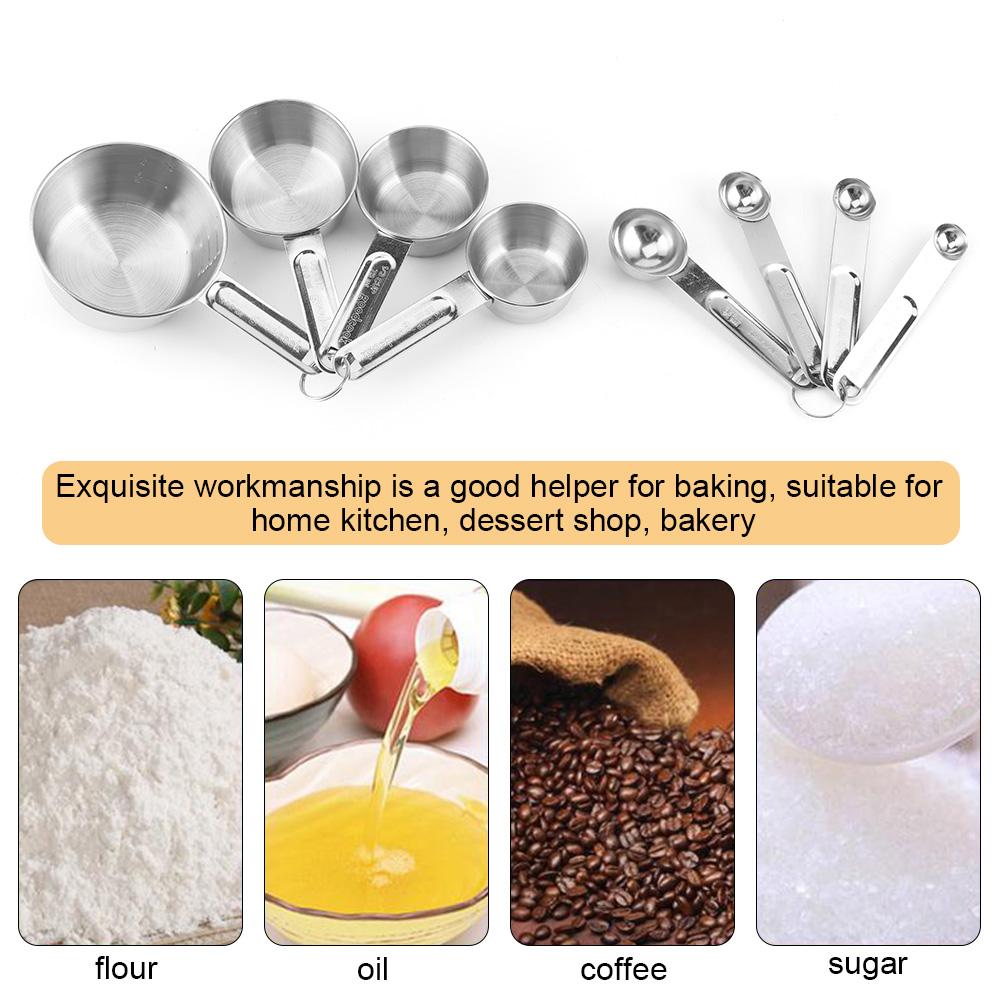 8Pcs Set Stainless Steel Measuring Spoon Cup Kit with Scales Household Kitchen Baking Tools