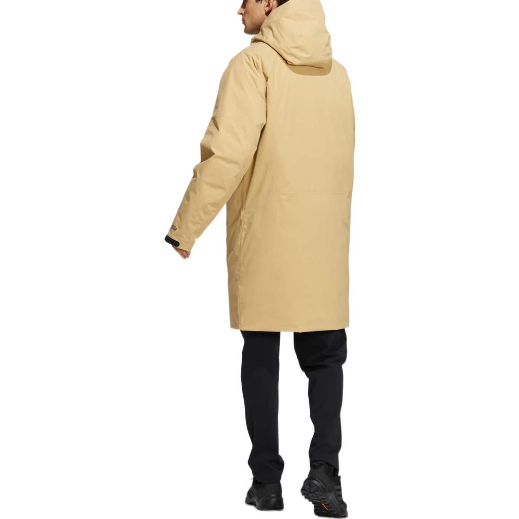 Adidas Solid Color Print Logo Zip Hooded Down Jacket Men Outerwear Khaki HM9718