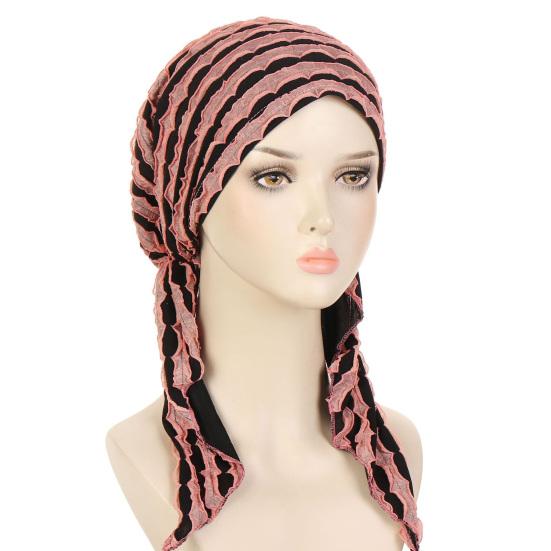 Solid Color Ruffle Slouchy Hat Soft Women Elastic Hair Bonnet Night Sleeping Cap Braids Long Curly Hair Wrap Skull Cap
