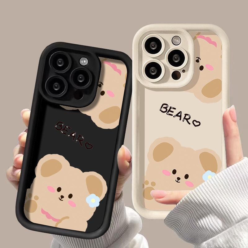 Flower bear for iPhone17PorMax mobile phone case 17 Apple 16 matte 14/15 cute soft case