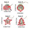 LED Light Santa Snowman Pendants Star/Car Shape Decorative Christmas Tree Ornaments Wooden Hanging Christmas Decorations