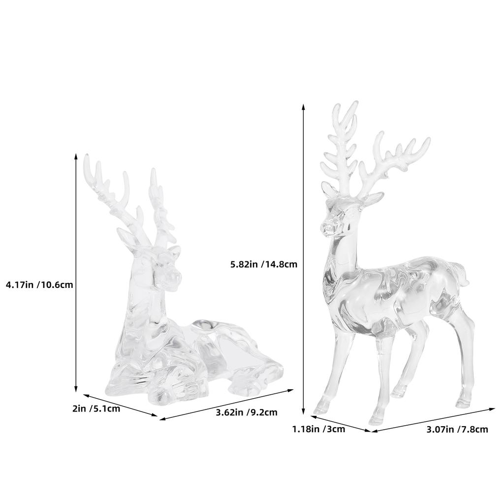 2Pcs Reindeer Christmas Decor Christmas Reindeer Ornament Deer Figurines Sitting Standing Elk Statues Home Tabletop Collectibles