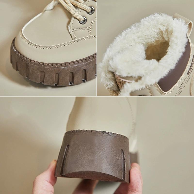 Warm High Top Short Boots Winter Style with Plush Thick Sole Casual Street Photography Trendy Women's Zapatos De Mujer