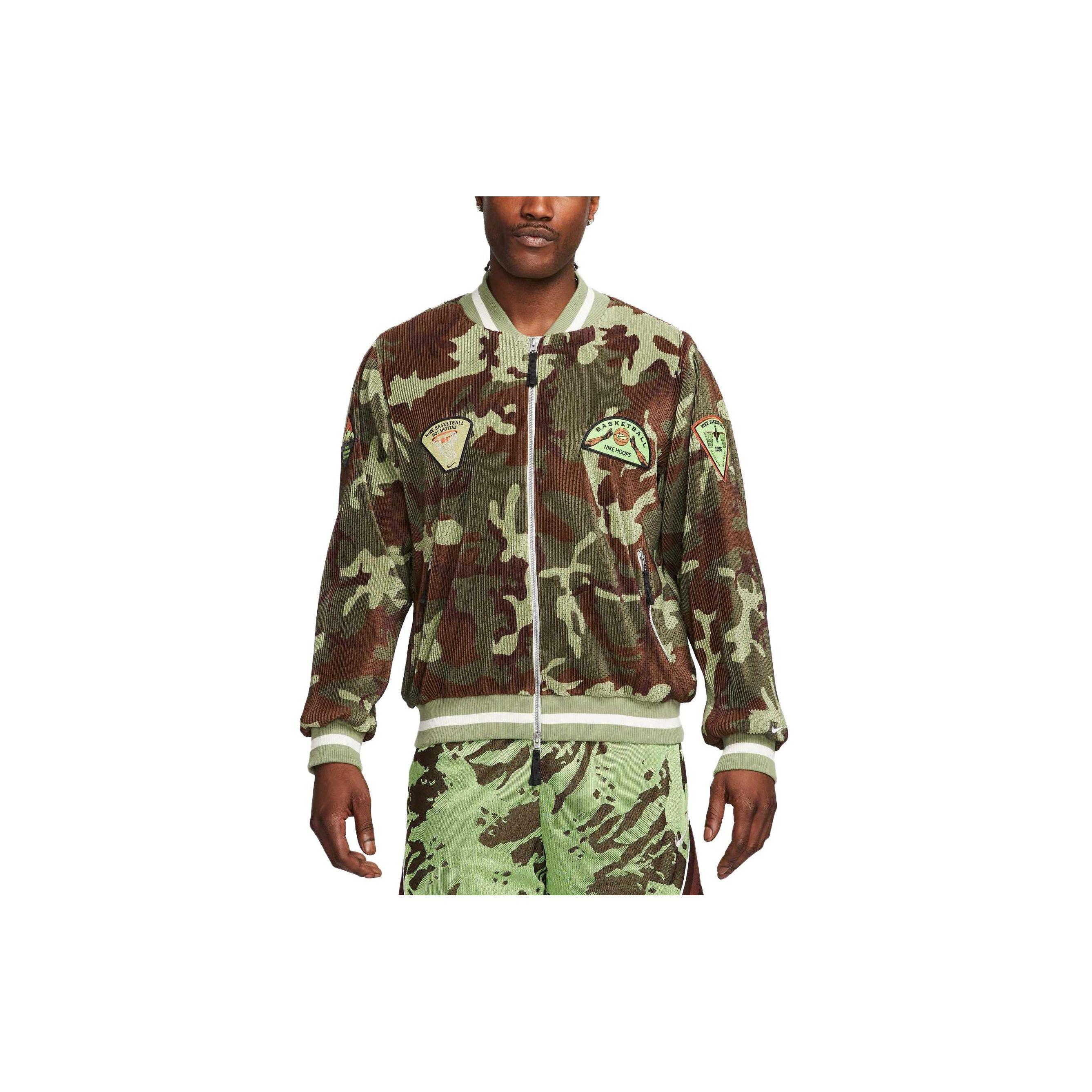 

Nike Dri-Fit Camouflage Print Full-Zip Basketball Jacket Men Jackets Oil-Green DX0424-259 XXL