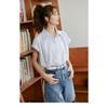 Mishow Women's Shirt 2023 Summer New Blue Stripe Commuter Elegant Bat Sleeves French Style Loose Clothing Tops MXC39C0078