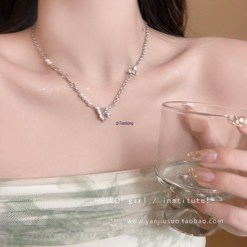 Elegante Perlenquasten-Schmetterlingskette - 2025 Leichter Luxus Schlüsselbeinchoker für Frauen