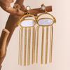 MamacitaSlay 316L Stainless Steel Shell Jellyfish Shaped Long Tassel Earrings Party Waterproof Jewelry Women's Charm Earrings