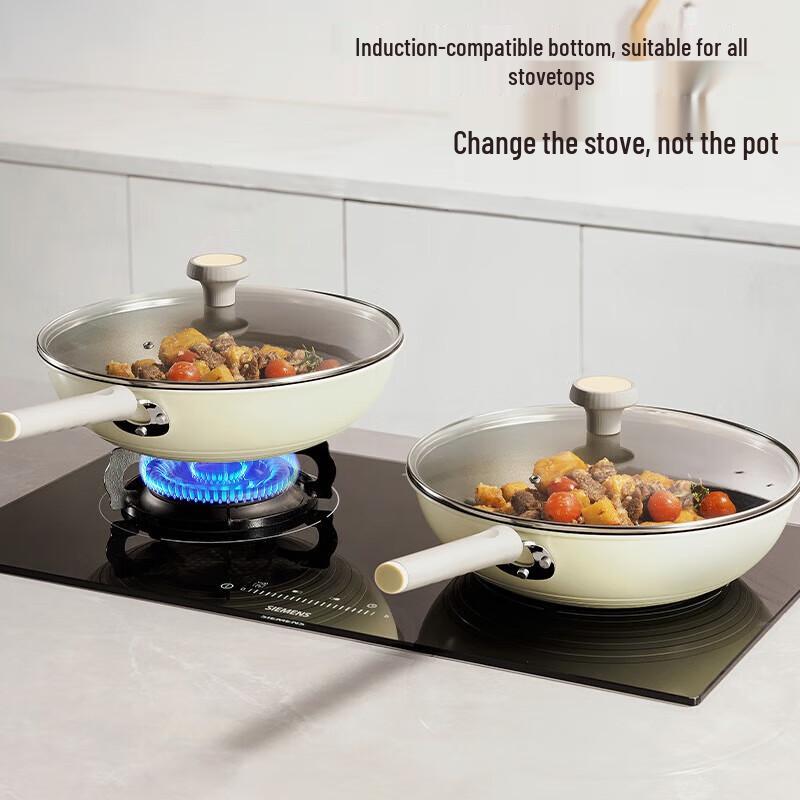 CHUIDAHUANG 32cm Non-stick Flat Bottom Multi-Purpose Wok