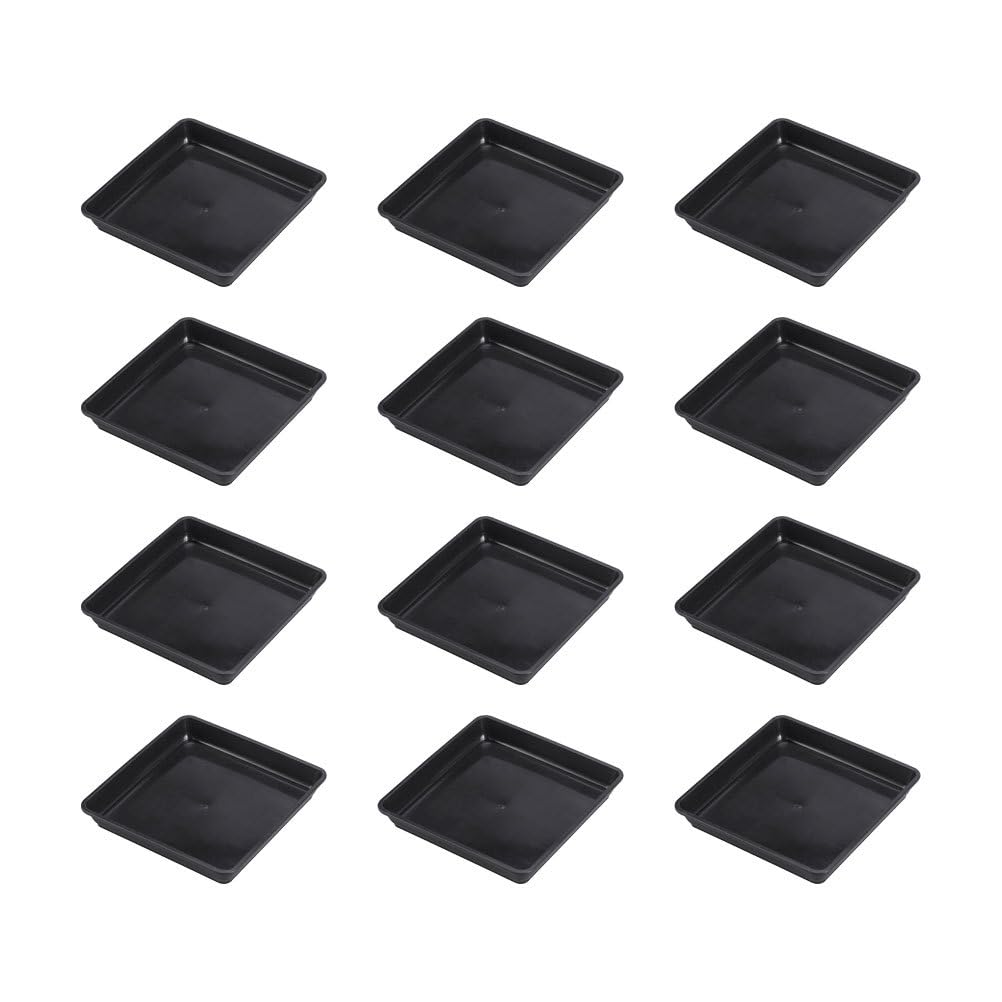 

OUNONA 12pcs Flower Pot Saucer Square Plastic Black Entryway Stylish Japanese Style 15cm Flower Pot Houseplant Pot Flower Pot Plate Water Tray Indoor чёрный