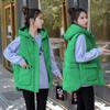 Women Long Loose Puffer Vest Quilted Hooded Fall Winter Fashion Lightweight Padded Down Cotton Vests Female Oversized Warm Gilet