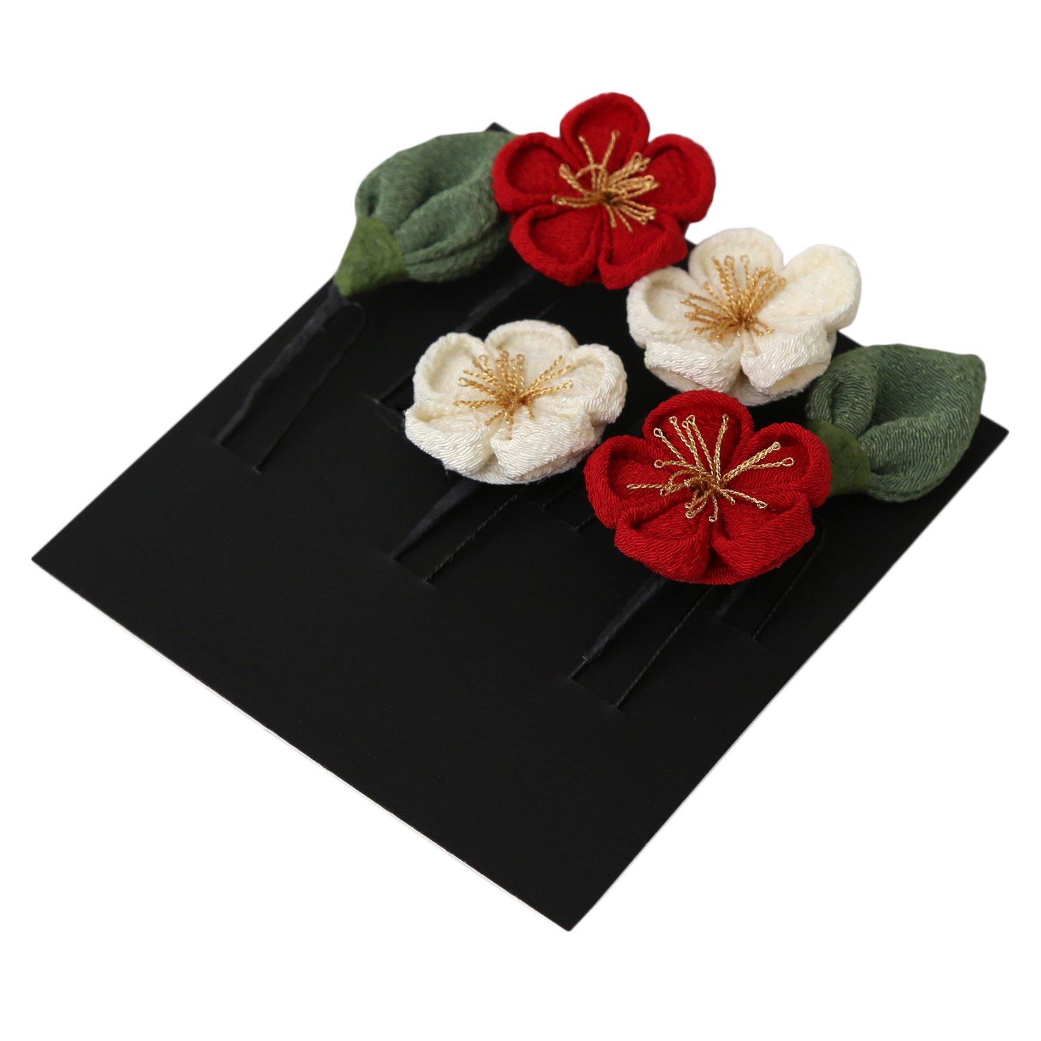 

Набор украшений для волос в красном и белом цветах для детей и взрослых 6 штук Цумами-дзаику (Сити-го-сан/Церемония совершеннолетия)