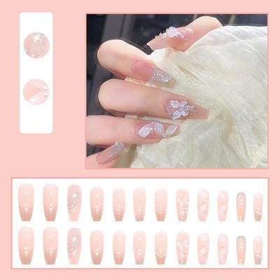 Hot Girl Short Wearable Nail, Handcrafted Butterfly Nail , Diamond Glitter, Nail Plate, High-end Fake Nail.3ML