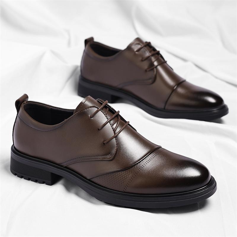 High-Quality Solid-Color Leather Oxford Formal Shoe Business Breathable Office Casual Shoes  Anti-Slip And Durable Walking Shoes