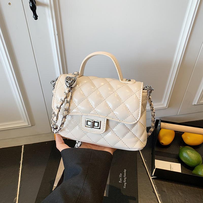 Fashion Rhombus Chain Embroidered Thread Bag Women's New Shoulder Crossbody Temperament Commuter Hand Carry Small Square Bag Tide