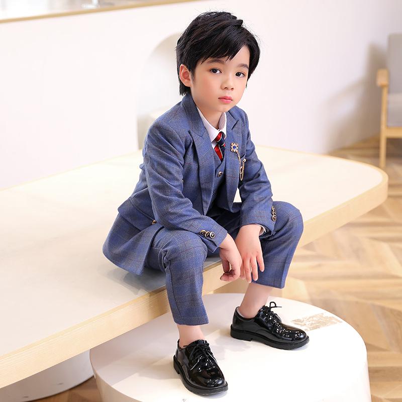 Stilvoller britischer Karoprint-Anzug für Jungen für Hochzeiten & Aufführungen