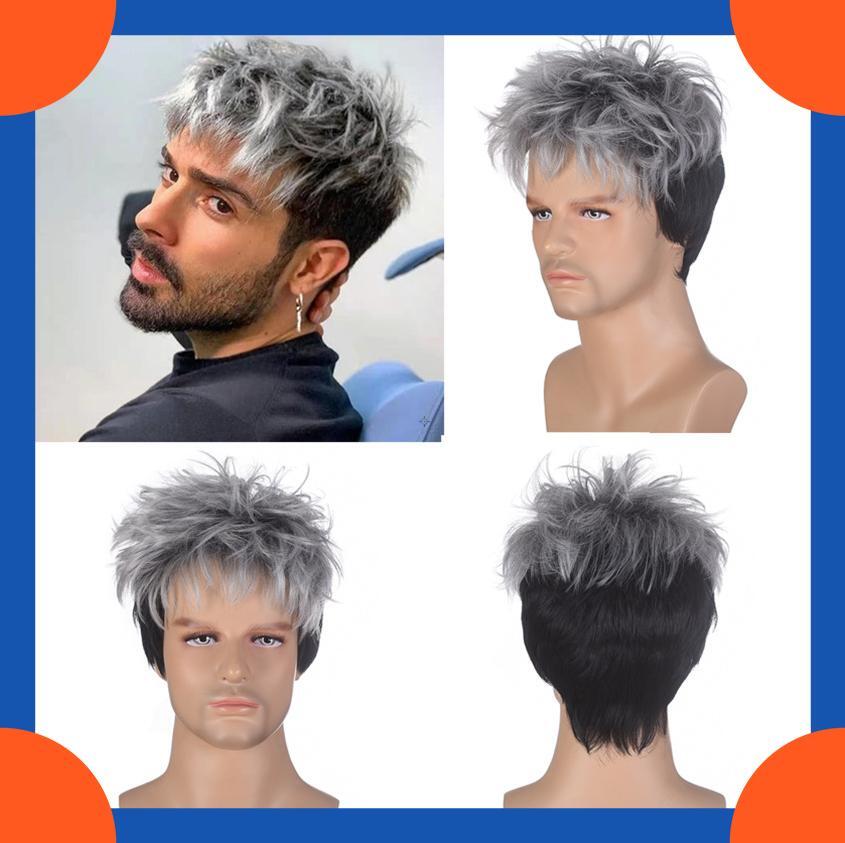 Perruque courte et lisse à la mode européenne 2025 pour hommes HW710