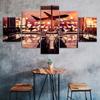 Airplane Night View Airport City 5 Piece Five Panel Wall Canvas Print Modern Art Poster Picture Home Decor Gift For Him For Her