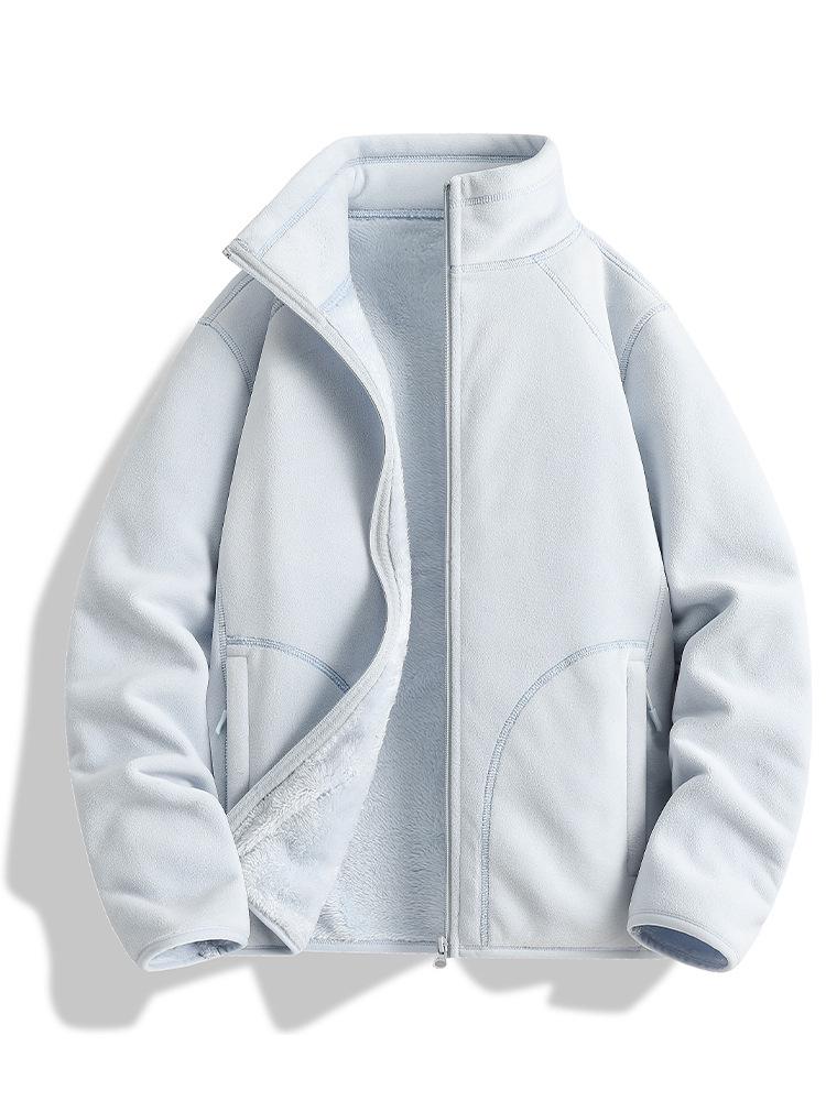 Unisex Fleecejacke mit Stehkragen - Lammfleece-Cardigan für Herbst und Winter, Kundenspezifisches Logo verfügbar