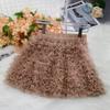 Korean Style Women's High Waist Mesh A-line Puffy Skirt - Autumn 2025