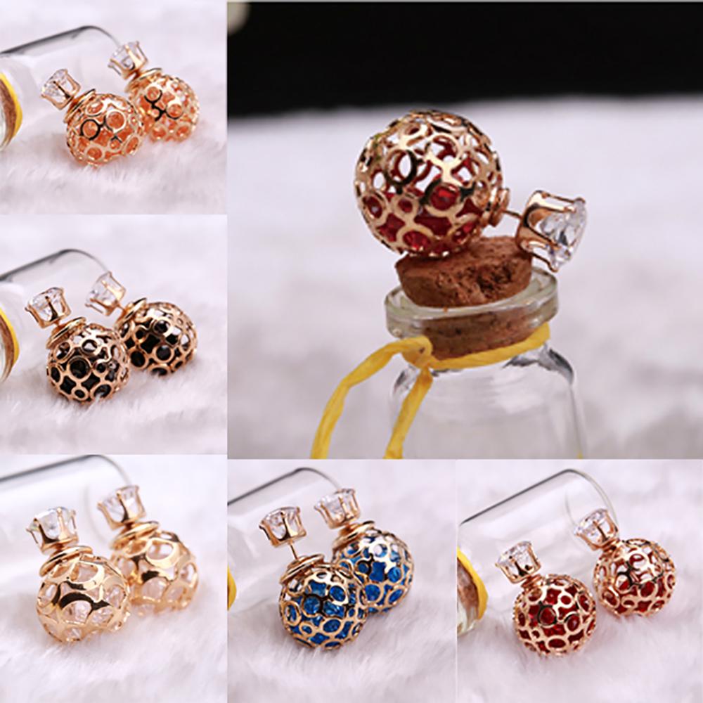 

Модные горячие продажи серьги двухсторонние блестящие хрустальные серьги с большими полыми цветочными серьгами