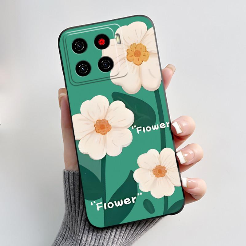 Handyhülle Für ZTE Blade A56 BladeA56 Pro Hülle Luxus Mode Schmetterling Blumen Schwarz Weiches TPU Silikon Schutzhülle Schale