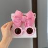 New Children Solid Color Cotton Bowknot Wide Hairband Round Sunglasses Set Baby Girls Sunglasses Kids Hair Accessories