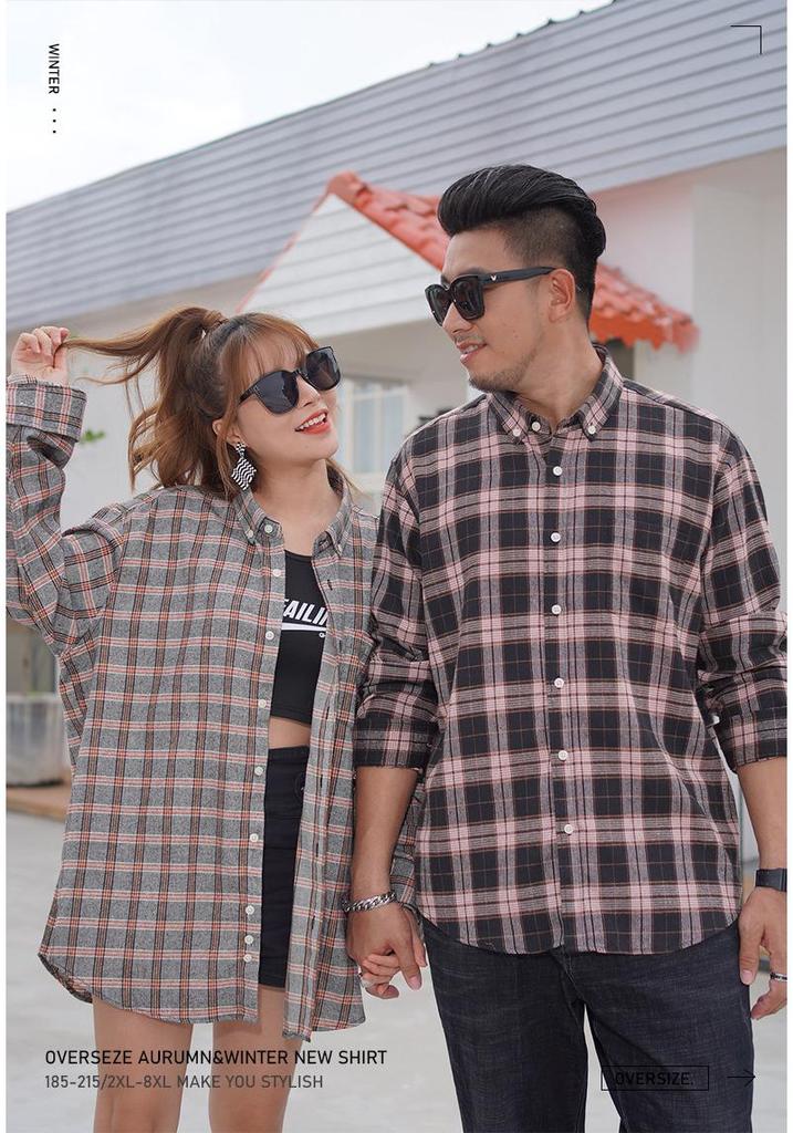 Camicia a quadri in flanella a maniche lunghe da uomo taglie forti Autunno/Inverno