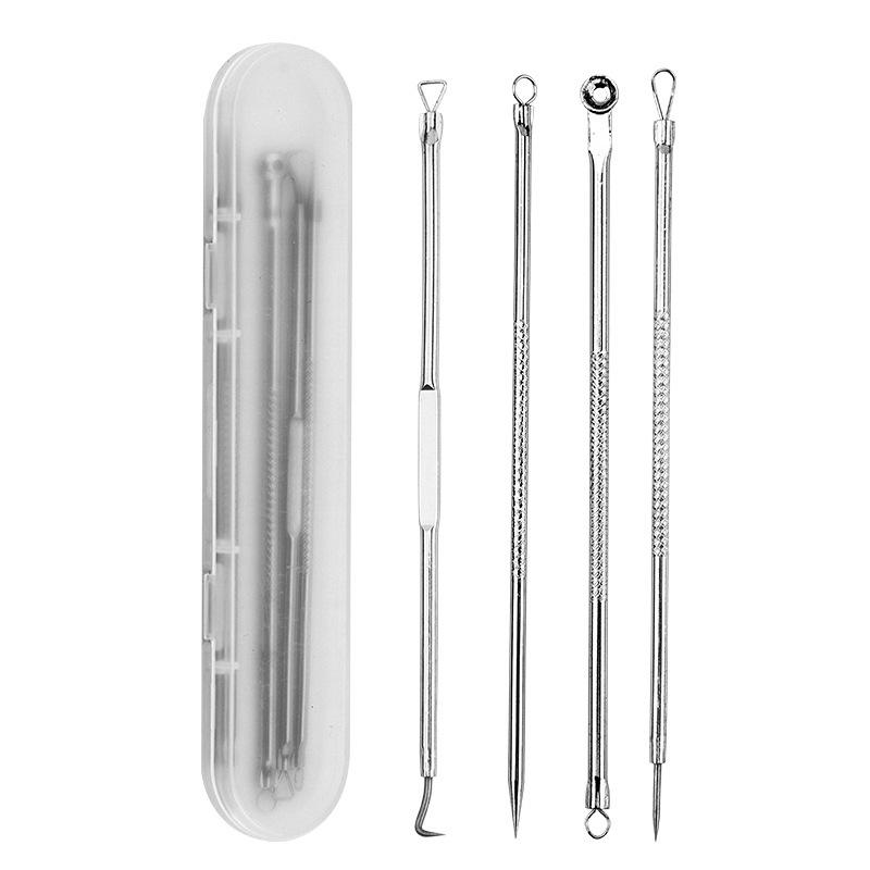 Stainless Steel Blackhead Remover Tweezers Set with Bent Tips for Acne and Pimple Extraction.