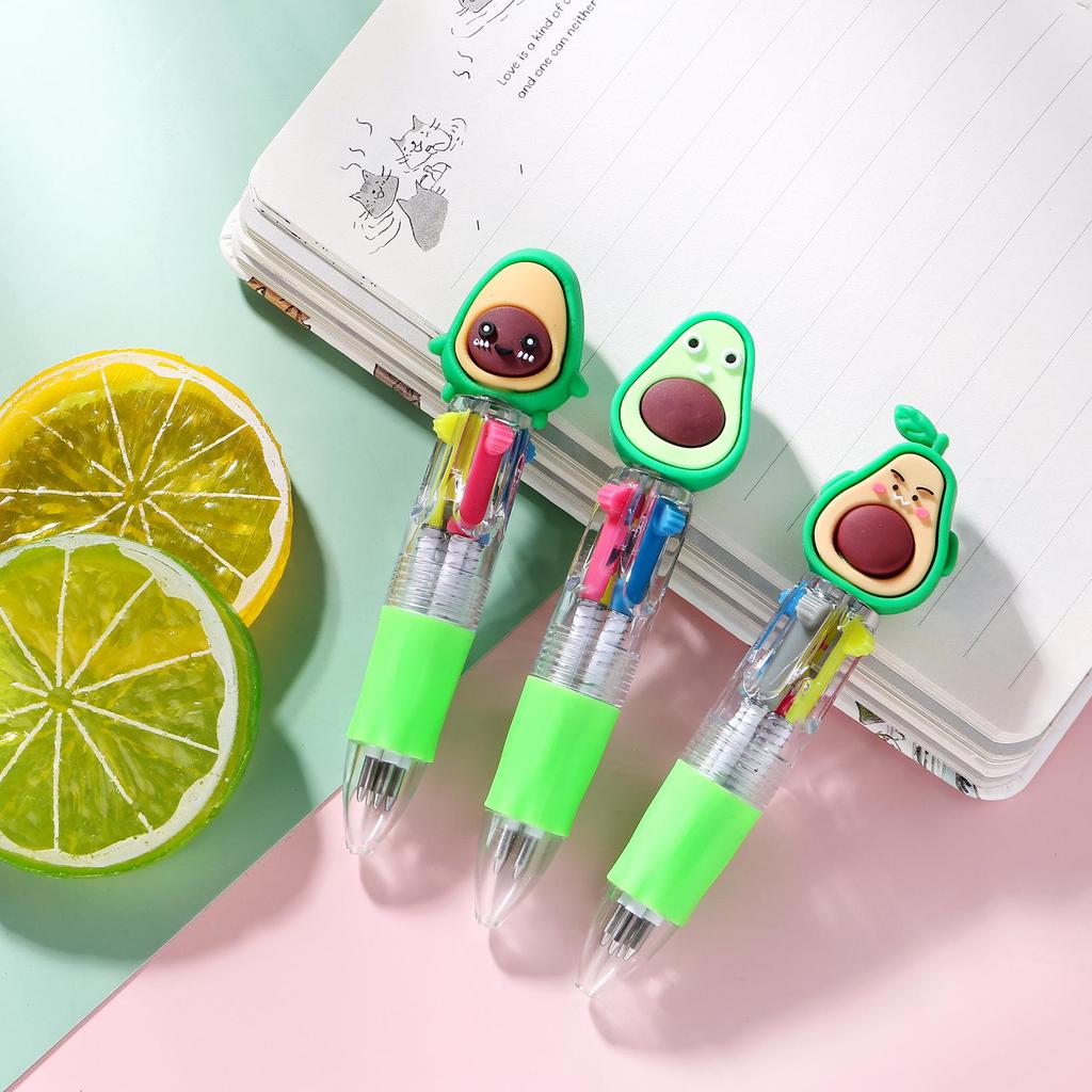 Korean Cute Animal Head 4-Color Click Ballpoint Pen