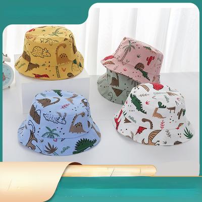 Kappen Kinderhüte Cartoon Dinosaurier Druck Baby Bucket Cap Kind Niedlicher Tier Sonnenhut Säugling Fischerhut Sommer Kleinkind Panama Hut