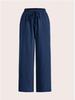European & American Women's Micro-Flare Drawstring Pants with Pockets, Casual Solid Color