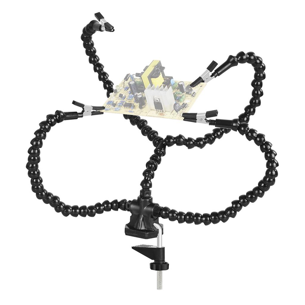 Helping Hands Soldering PCB Third Hand Tool with 3 Flexible Arms Stable Desktop   Black Base for   Welding Assembly Repair Modeling