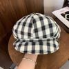 Korean Retro Plaid Beret Hat For Women Y2K Contrast Color Checked Beanie Cap Summer Travel Versatile Face Slimming Hat