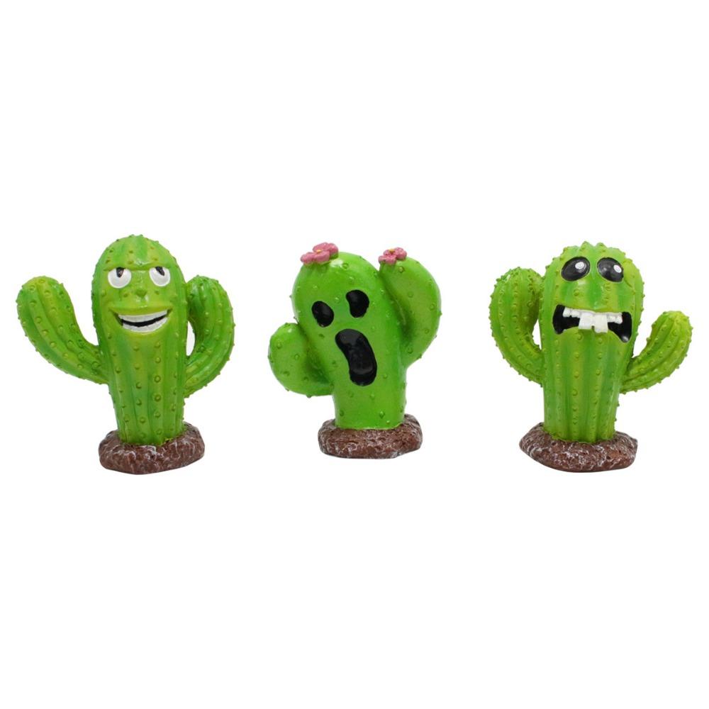 

3Pcs/set Mini Cactus Figurines Cartoon Desktop Cactus Ornaments Exquisite Cactus Miniatures Home 3Pcs/set