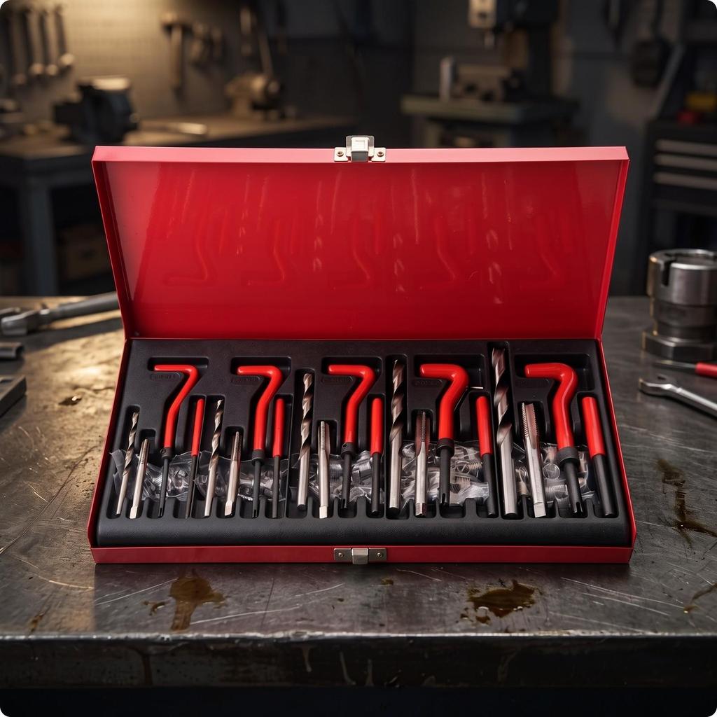 131 Pieces Thread Repair Kit Compact Rethreading Tool Set Sturdy for Workshop