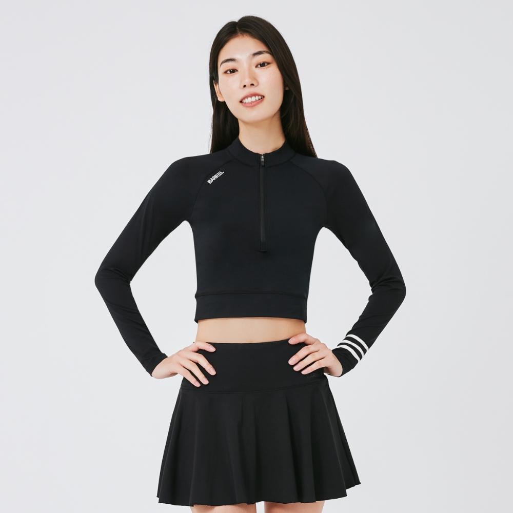 BARREL Women'S Resort Half Zip Crop Rash Guard Black (B3Swwcr006Blk)