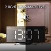Digital Alarm Clock Curved Flat Large Display LED Electronic Digital Desktop Clock Bedroom Noise-free Function Desk Table Clock