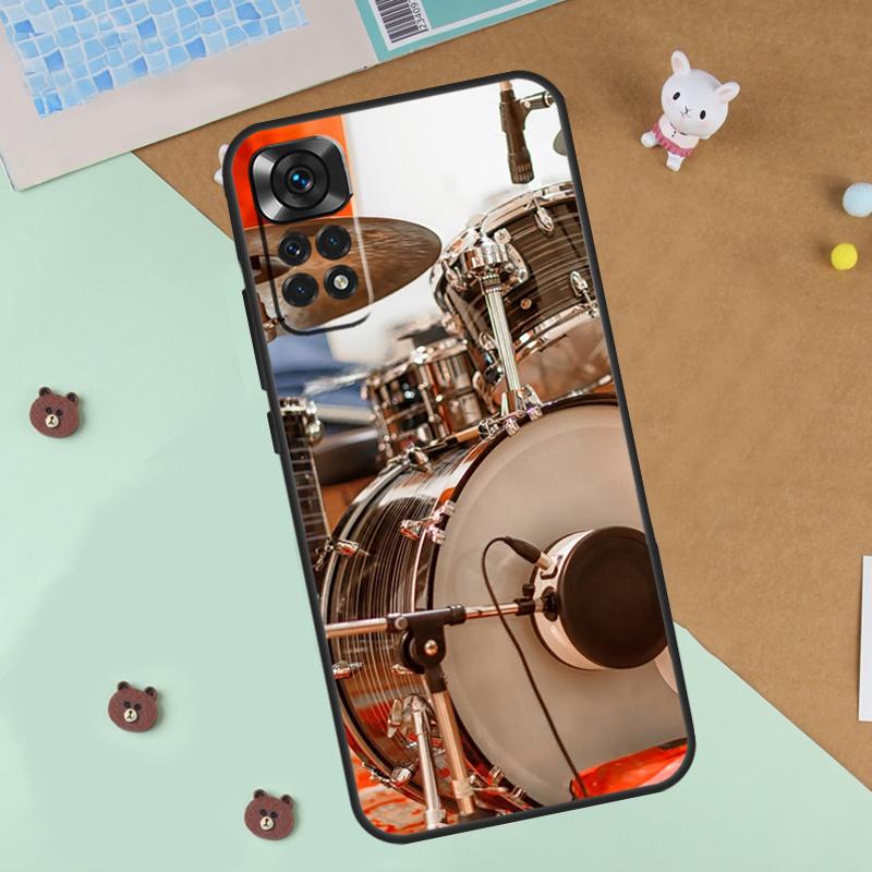 Musical Instrument Drum Case For Xiaomi Redmi Note 13 14 9 10 11 12 Pro 10S 11S 12S Cover For Redmi 13C 10C 12C 14C