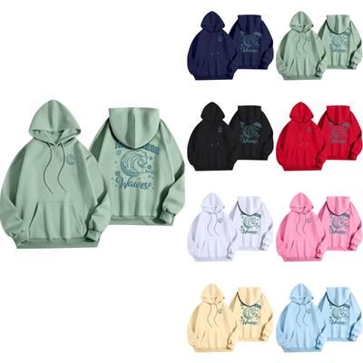 Damesmode Lichtgewicht Pullover met Lange Mouwen en Zakken Hoodie met Bloemenprint