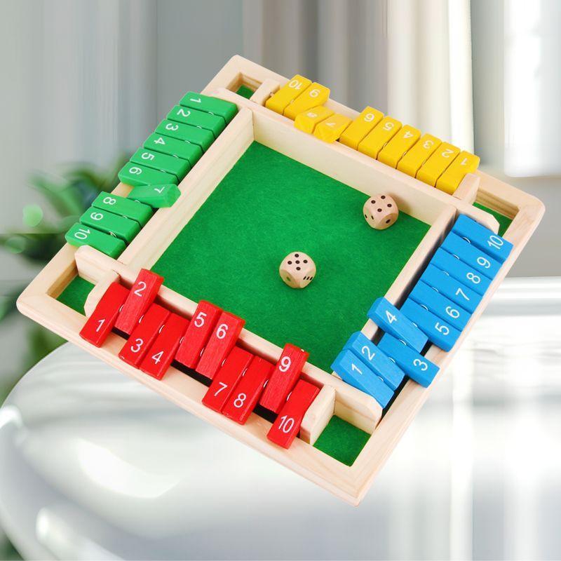Vierseitiges 10-Zahlen Shut The Box Brettspiel Set Würfel Party Club Trinkspiele Für 4 Spieler Party Zahlen Spiel Brettspiele