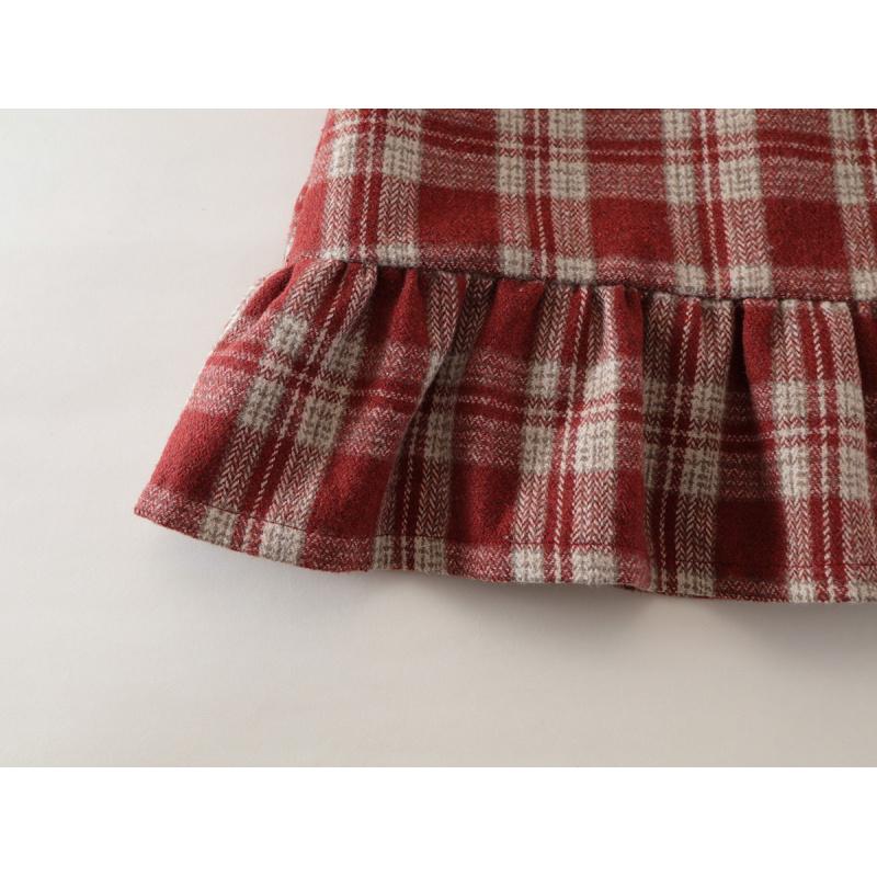 Autumn and Winter Girls Red Plaid Dress Baby Girl Western Style fashionable Plaid Vest Dress