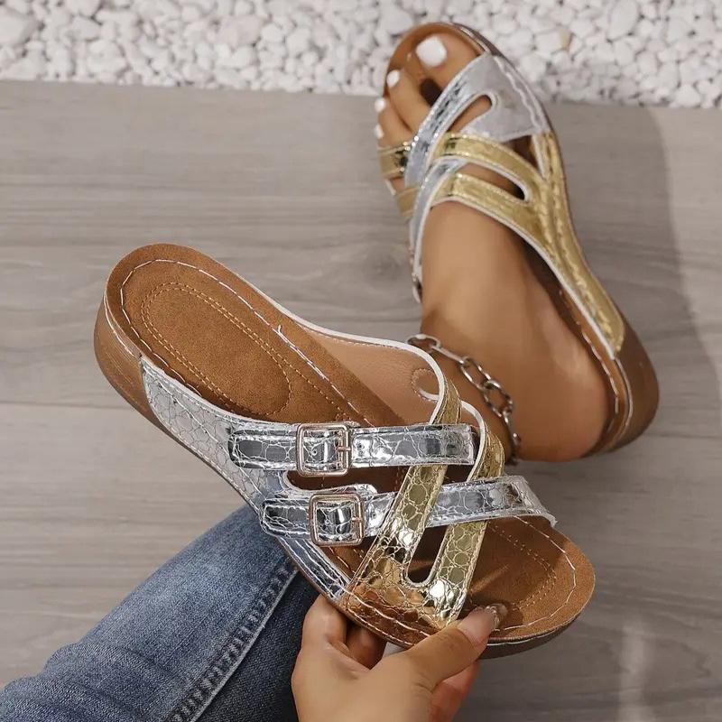 Fashion Summer Women Wedge Slippers Comfortable Orthopedic Sandals Open Toe Slippers Vintage National Style Shoes for Women Slides Women