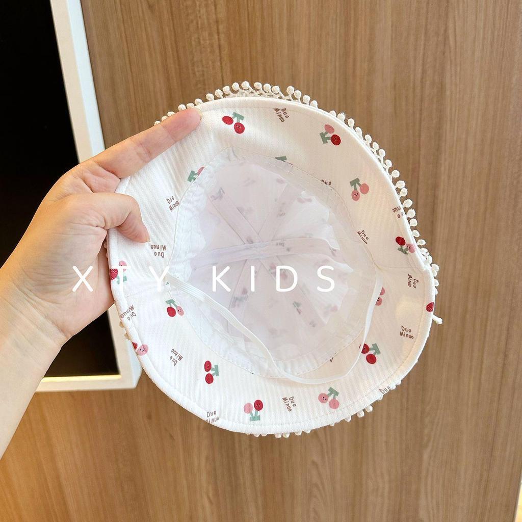 Korean-Style Floral Bow Fisherman Hat for Girls - Autumn/Winter Fashion Bucket Hat for Babies and Children