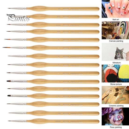 

15 шт., набор миниатюрных кистей, эргономичный дизайн, мягкие кисти для рисования с мягкой щетиной для акварельной живописи маслом