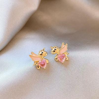 Exquisites Einhorn-Pferd-Herz Zirkon Modeohrring für Damen Diamantbesetzte Miniatur Glücks-Ohr Neu Original Design