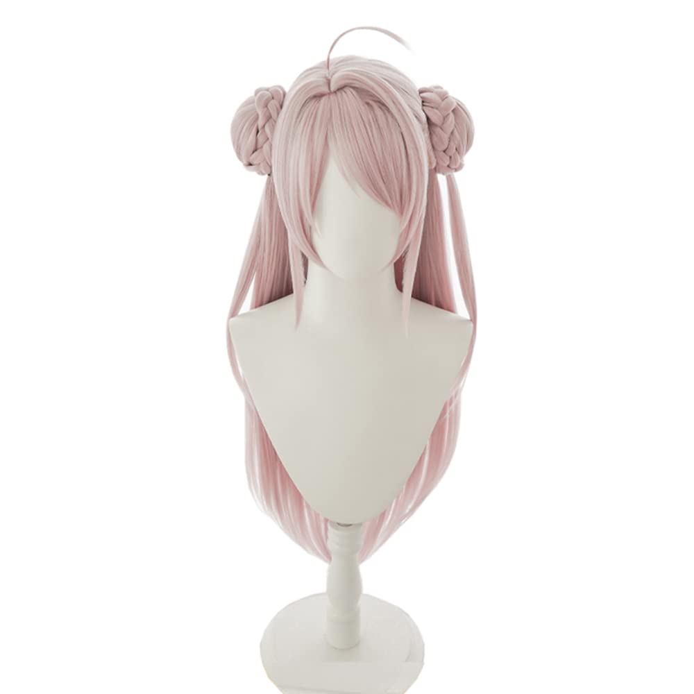 Pink, Heat-resistant Cosplay Wig Featuring the Character "Shou Ranju" (bell) with a Net. Perfect for Halloween Costumes (B).